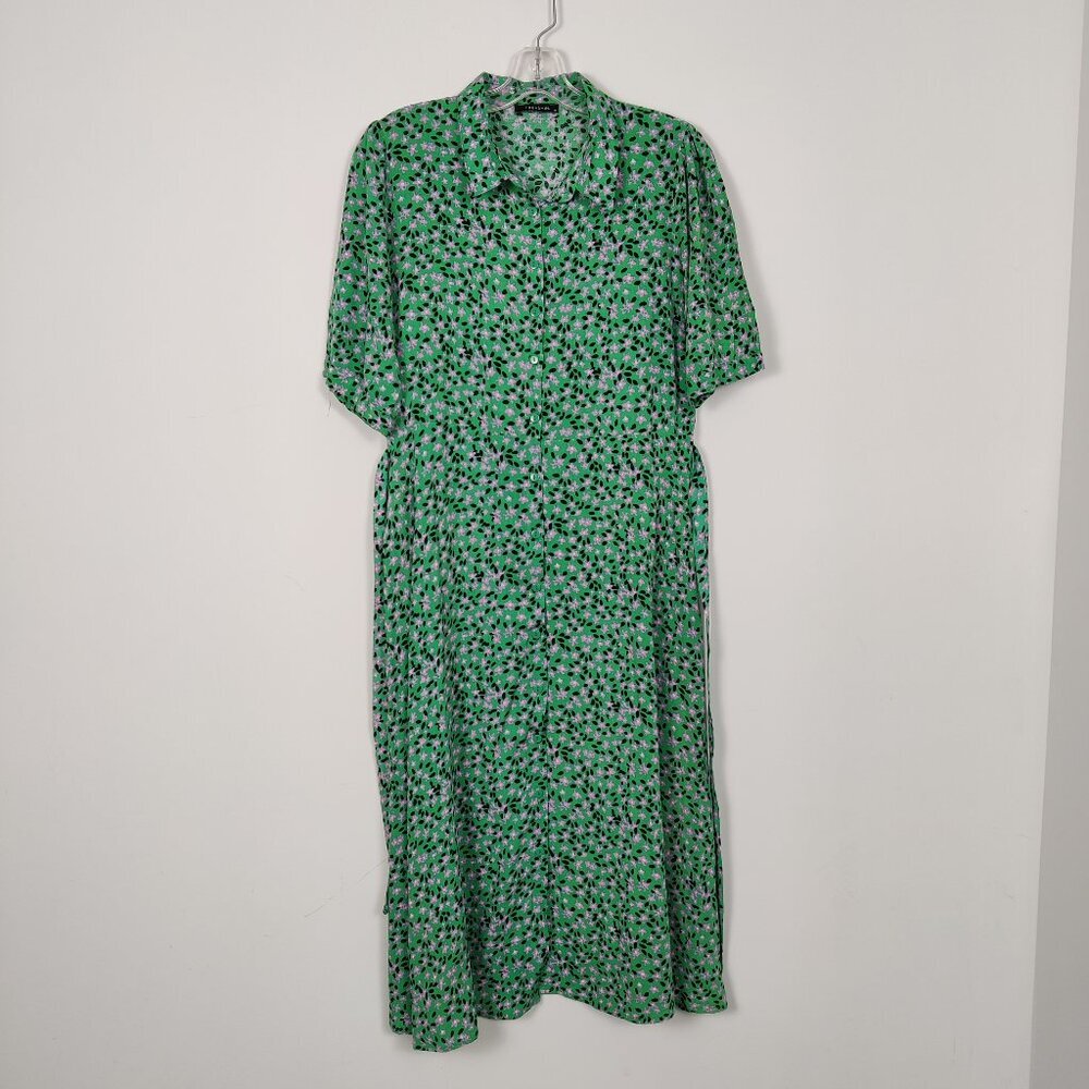 Trendyol Green White Collar Dolman Sleeve Midi Dress Size EU 42 Boho Cottagecore